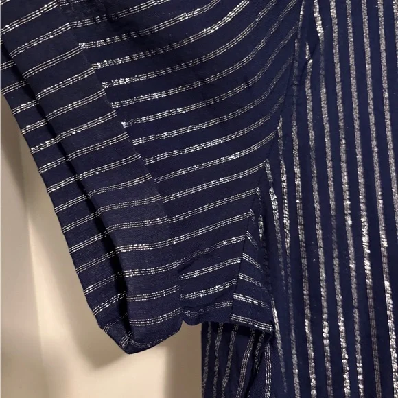 Wildfang Empower Shirt Dress - Navy Metallic Stripe - Picture 5 of 9